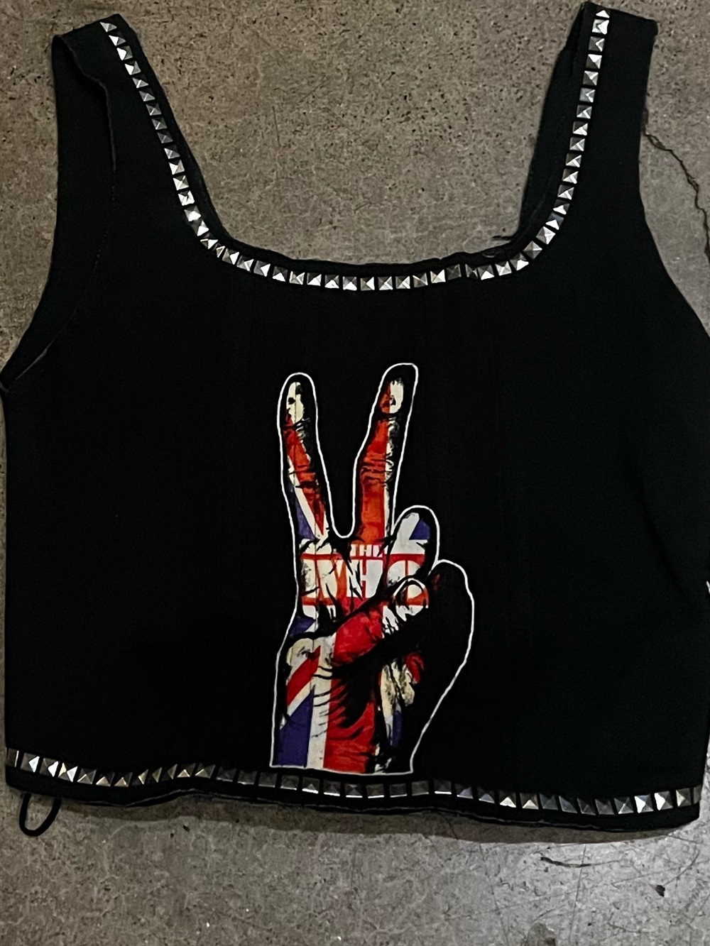 Alice + Olivia Black Tank with Multicolor Embellished Peace Hand - Picture 8 of 10